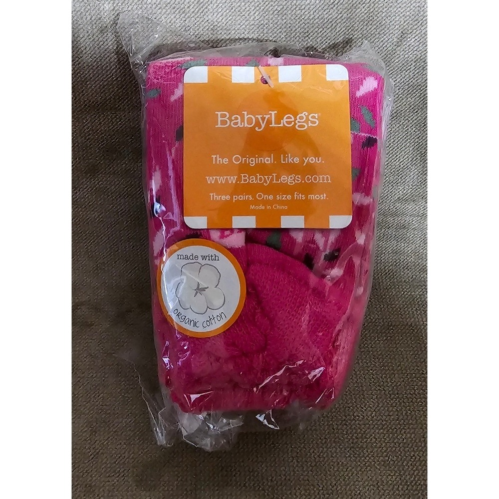 BabyLegs Organic Cotton Leg Warmers 3 Pack Pink Floral One Size Fits‎ Most NEW